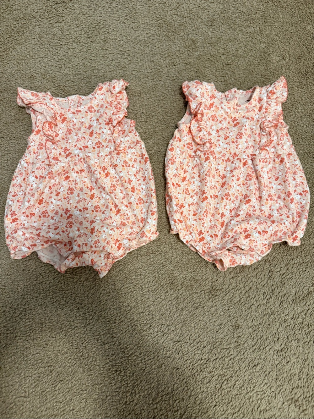 2 Janie and Jack Floral Rompers 6-12M Twin Set